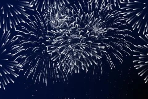 Fireworks display on dark sky background Stock Photos