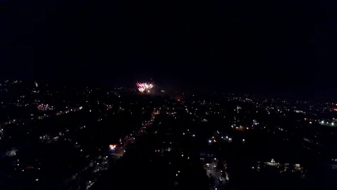 FIREWORKS DISPLAY BY DRONE, LONDON. ENGLAND. 動画素材 82548341