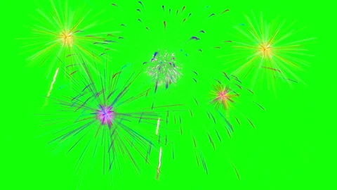 Fireworks display on green screen Stock Footage 258513154