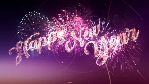Fireworks Display with greeting text Stock Footage 119737460