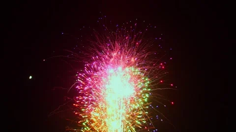 Fireworks Display Lights up the Night Sky at Summer Festival Celebration Stock Footage 318307818