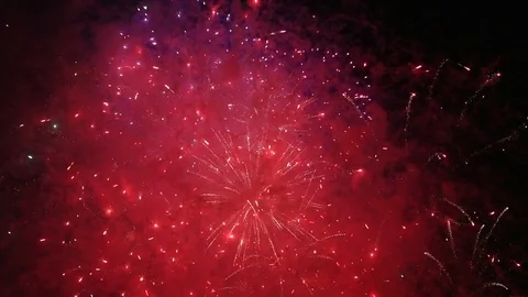 Fireworks Display in Night Sky Stock Footage