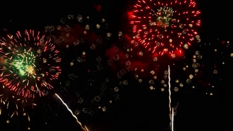 Fireworks display in night sky Stock Footage 141238894