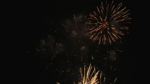 Fireworks display at night, with sound, 4K Stock Footage 281670204