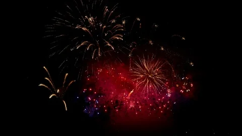 Fireworks Display Original Composition 4k Stock Footage 92555981