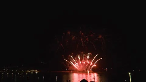 Fireworks Display in slow motion, British Firework Championships, Plymouth, UK Stock Footage 282145241