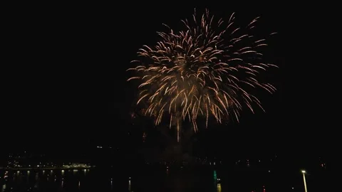 Fireworks Display in slow motion, British Firework Championships, Plymouth, UK Stock Footage 282145294