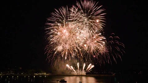Fireworks Display in slow motion, British Firework Championships in Plymouth Stock Footage 282443041