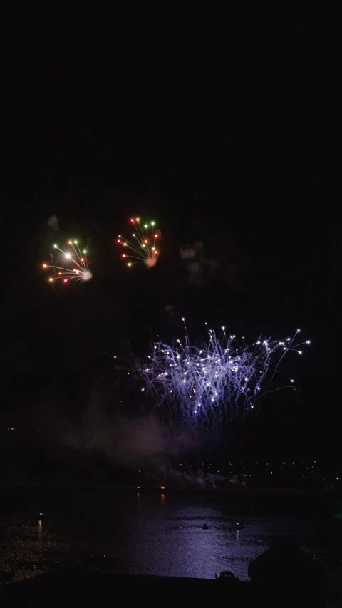 Fireworks Display in Slow motion Vertical footage, Plymouth, Devon, England Video stock 282182327