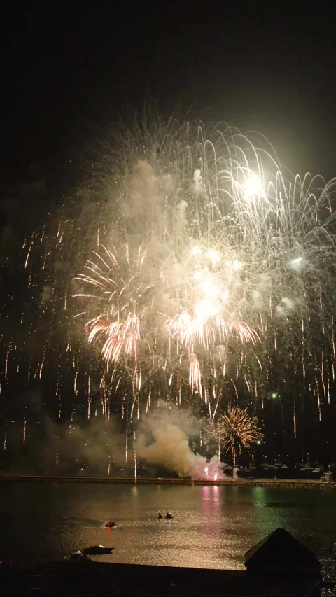 Fireworks Display in Slow motion Vertical footage, Plymouth, Devon, England Stock-Footage 282182600