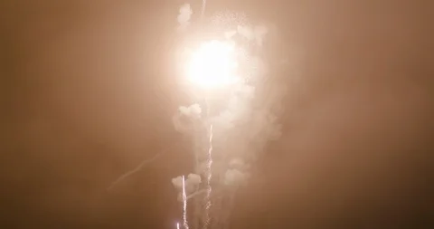 Fireworks Display at Summer Event with Concussion Mortars - Close Up Stock Footage 111982886