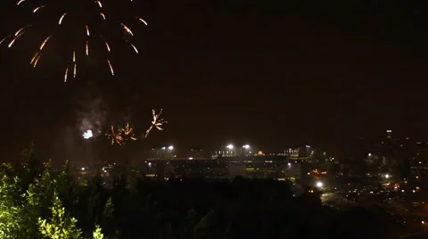 Fireworks Dodger Stadium Stock Footage