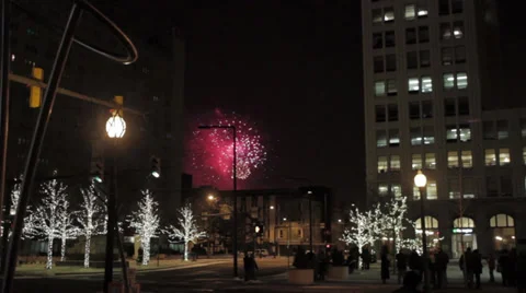 Fireworks Downtown Stockbeeldmateriaal 35100877