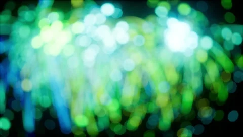 Fireworks dreamy drift, Teal fireworks explode with soft glows and dreamy motion Stock Footage 320577366