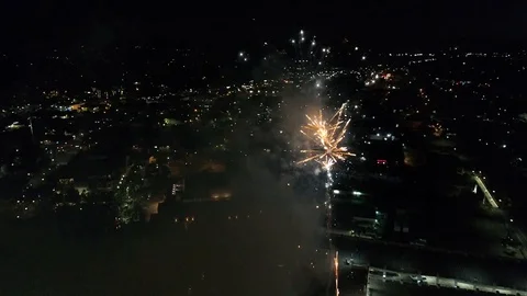 Fireworks from Drone 2 Stock Footage 128363193
