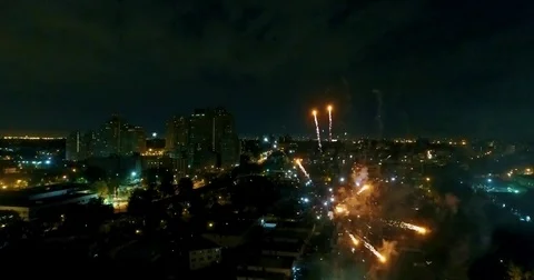 FIREWORKS DRONE CLOSE UP 스톡 동영상 77396957
