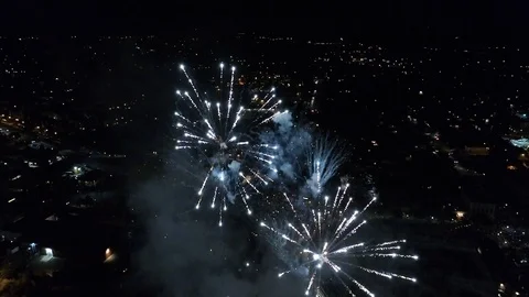 Fireworks from Drone Stock Footage 128361411