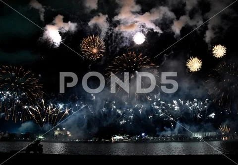 Fireworks during Canberra's annual SkyFire Stock Photos