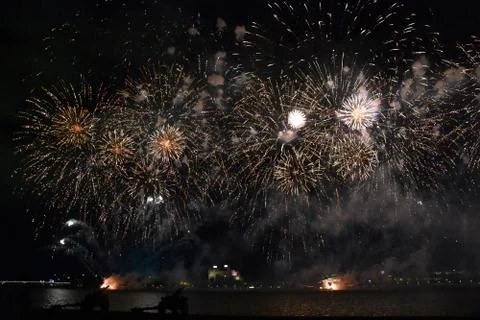 Fireworks during Canberra's annual SkyFire Stock Photos