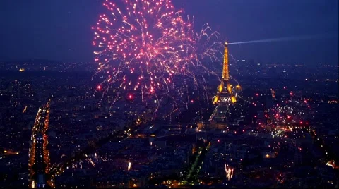 Fireworks Eiffel  Stock Footage