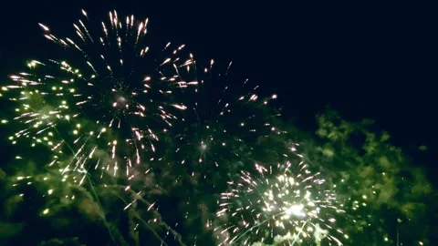 Fireworks emerging from the ground and exploding to the night sky Stock Footage 319992901