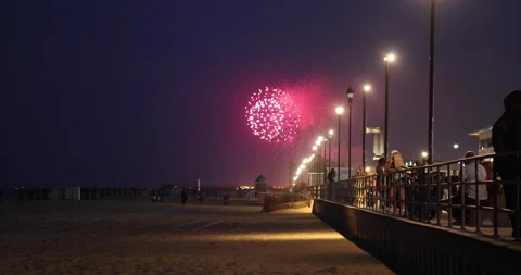 Fireworks on an empty beach Stock Footage 157377304