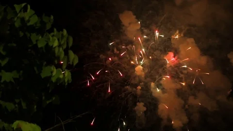 Fireworks in the evening. Perfomance.Celebration. Stock Footage 113344606