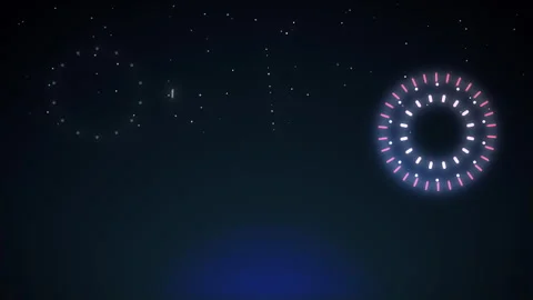 Fireworks explode animation in sky on Independence Day, July 4th, United States Stock Footage 337477659