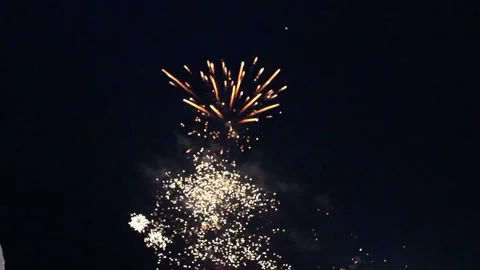 Fireworks explode on a dark black background holidaynew year Stock-Footage 161317768