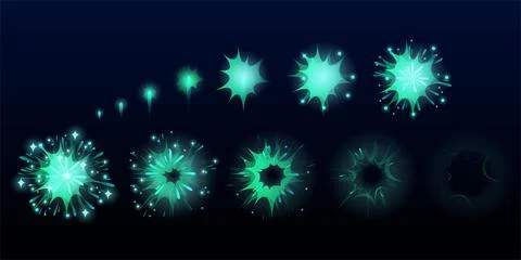 Fireworks explode effect for game animation, set Stock Illustration