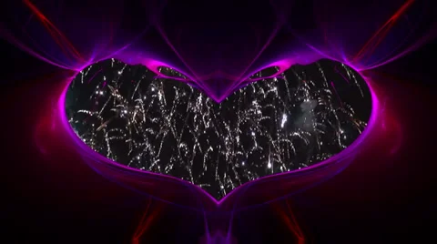 Fireworks explode inside high res fractal heart 4 Stock Footage 936038
