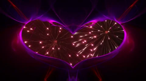 Fireworks explode inside high res fractal heart 3 Stock Footage 936057