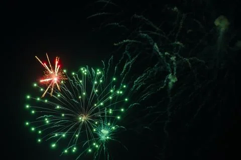 Fireworks Explode at Night Foto stock