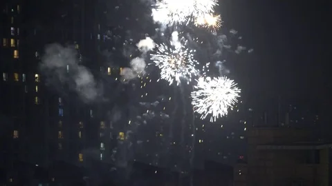 Fireworks exploded to celebrate Chinese spring festival,Beijing,China. Video stock 73233076