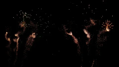 Fireworks exploding against dark sky at night Stock Footage 100521046
