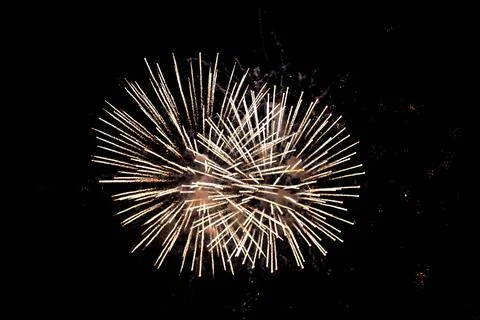 Fireworks exploding against the night sky Foto stock