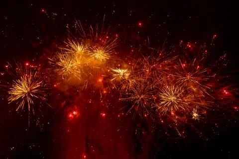 Fireworks exploding against a night sky, at Lewes in East Sussex Stock Photos