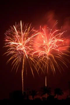 Fireworks Exploding, Bangkok Stock Photos