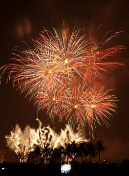 Fireworks Exploding, Bangkok Foto stock