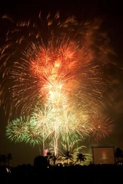 Fireworks Exploding, Bangkok Foto stock