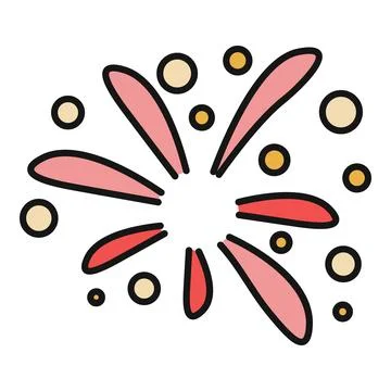 Fireworks exploding celebrating joyful festive event cartoon icon Stock Illustration