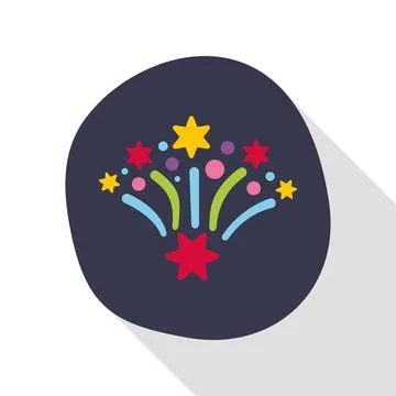 Fireworks exploding celebrating new year's eve flat icon 库存插图