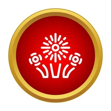 Fireworks exploding celebration event flat button icon Stock Illustration