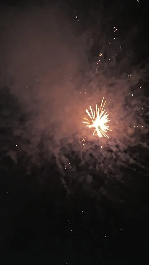 Fireworks Exploding Close Up at Night Sky Stockbeeldmateriaal 347745949