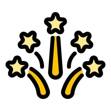 Fireworks exploding creating five pointed stars in the night sky 库存插图