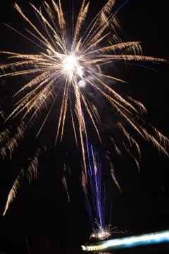 Fireworks exploding on dark sky Stock Photos