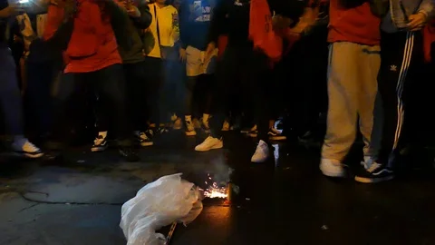 Fireworks exploding during celebration downtown 動画素材 114797415