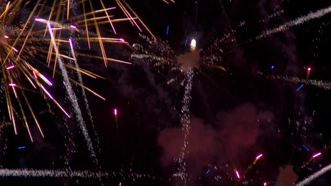 Fireworks Exploding in Fast Succession Stock Footage 92450755
