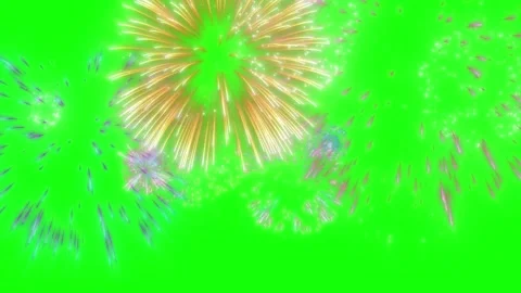 Fireworks exploding on green screen background Stock Footage 337983493