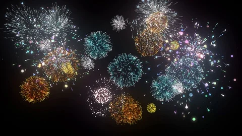 Fireworks Exploding Happy New Year Celebrate Background 1 Stock Footage 88137186